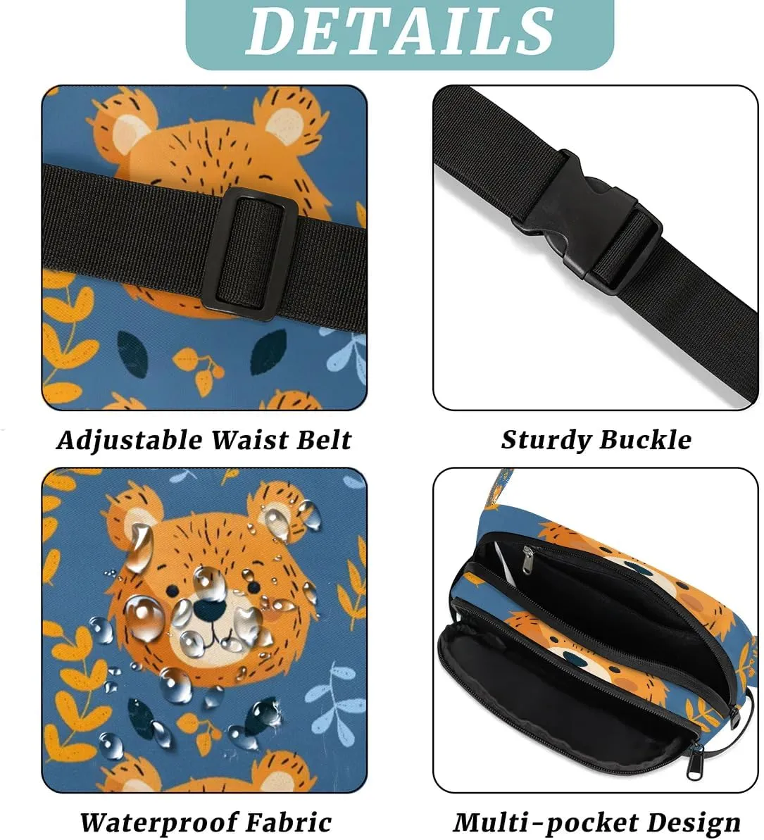 Bear Leaf Crossbody Bags for Women Trendy Waterproof Fanny Pack with Adjustable Strap Fanny Pack for Travel Shopping Running and Daily Use