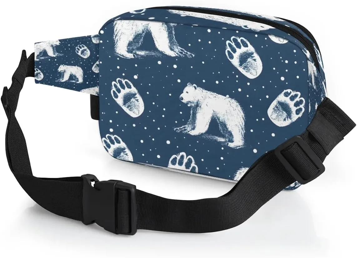 Bear Paw Print Crossbody Bags for Women Trendy Waterproof Fanny Pack with Adjustable Strap Fanny Pack for Travel Shopping Running and Daily Use