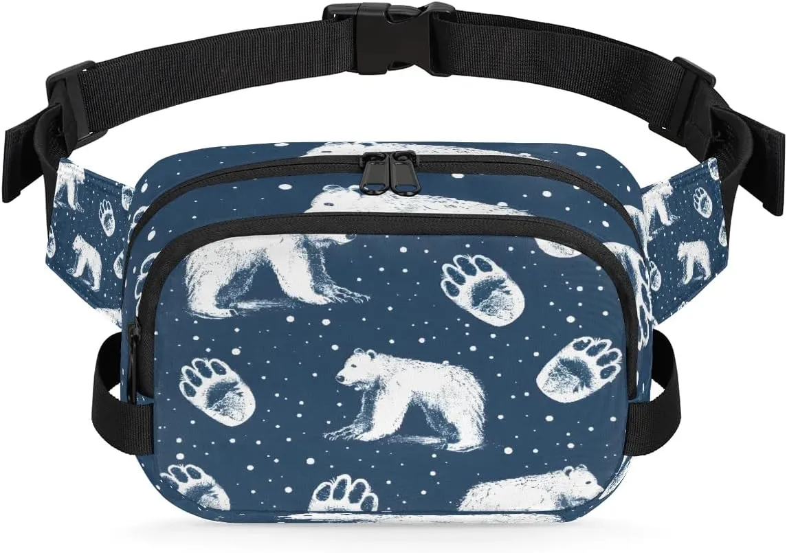 Bear Paw Print Crossbody Bags for Women Trendy Waterproof Fanny Pack with Adjustable Strap Fanny Pack for Travel Shopping Running and Daily Use