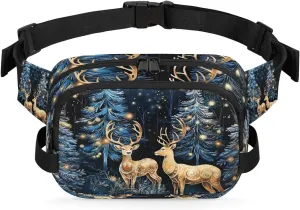 Beautiful Deer Crossbody Bags for Women Trendy Waterproof Fanny Pack with Adjustable Strap Fanny Pack for Travel Shopping Running and Daily Use