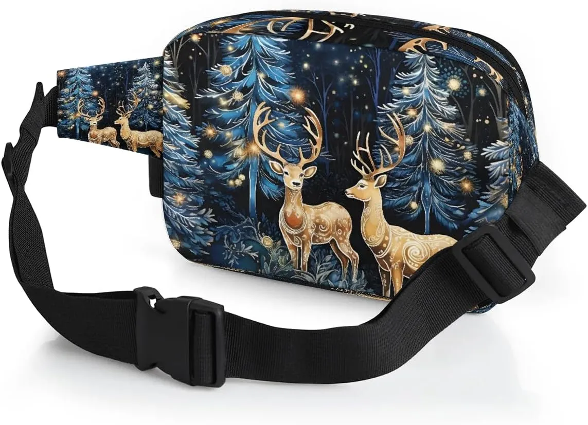 Beautiful Deer Crossbody Bags for Women Trendy Waterproof Fanny Pack with Adjustable Strap Fanny Pack for Travel Shopping Running and Daily Use