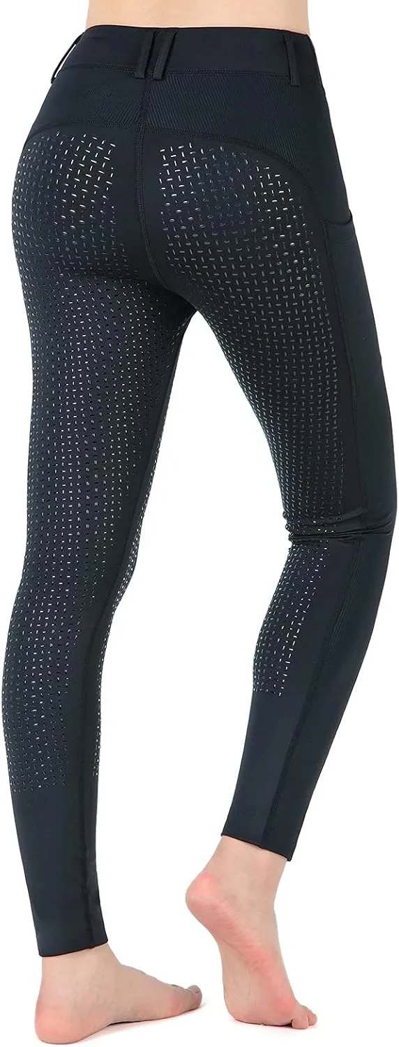 beroy Horse Riding -Pants Women Equestrian-Breeches - Ladies Training Horseback Riding Tights Full Seat Silicone Pockets