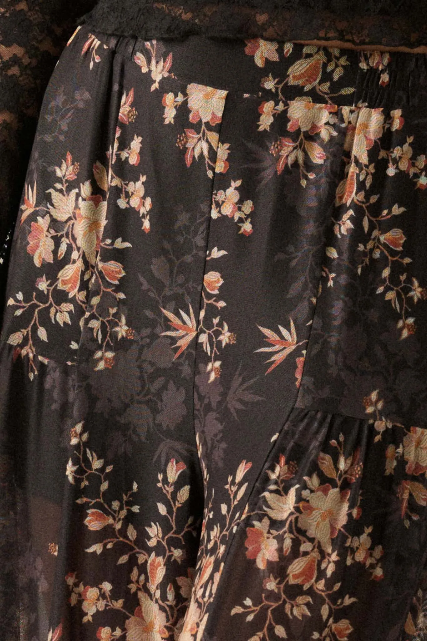 Blooming Whisper Floral Mesh Wide-Leg Pants