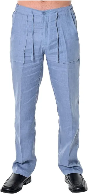 bohio Men's Casual Summer 100% Linen Drawstring Pants - MLP19