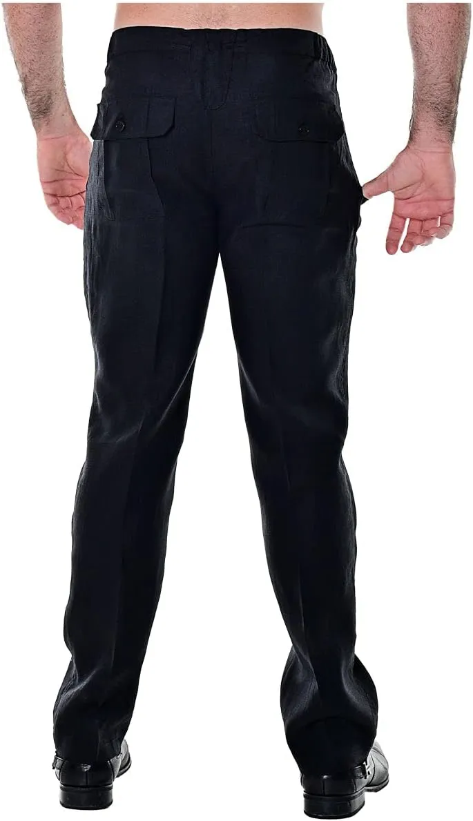 bohio Men's Casual Summer 100% Linen Drawstring Pants - MLP19