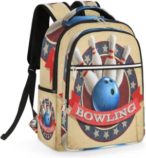 Bowling Sport Ball Travel Laptop Backpack for Women Lightweight Laptop Bag Fits 15.6 inch Laptop Durable Travel Backpack Casual Daypack for Work Business Daily Use