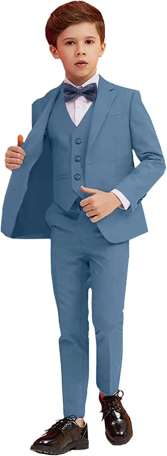 Boy Suits 5 Piece Slim Fit Suit for Kids Toddler Formal Set Wedding Ring Bearer Outfit