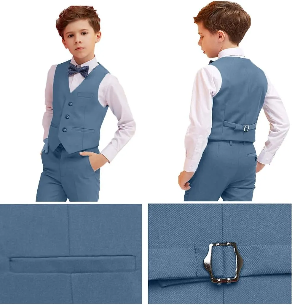 Boy Suits 5 Piece Slim Fit Suit for Kids Toddler Formal Set Wedding Ring Bearer Outfit