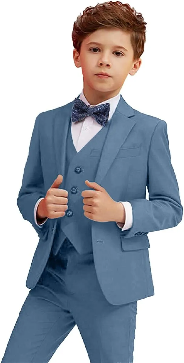 Boy Suits 5 Piece Slim Fit Suit for Kids Toddler Formal Set Wedding Ring Bearer Outfit