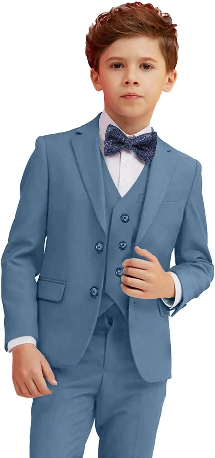 Boy Suits 5 Piece Slim Fit Suit for Kids Toddler Formal Set Wedding Ring Bearer Outfit