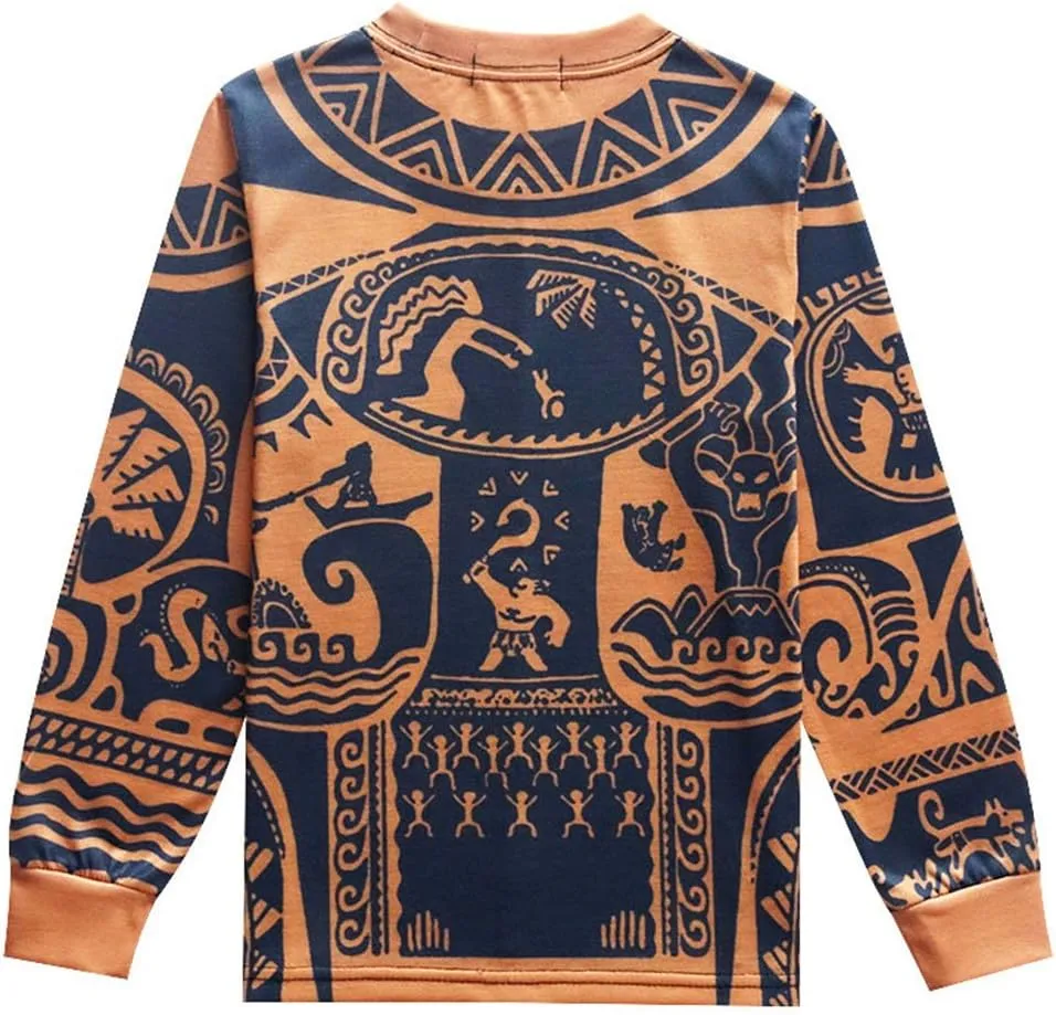 Boys Maui Cartoon Comfy Loose 2-Piece Long Pajama Set Sleepwear
