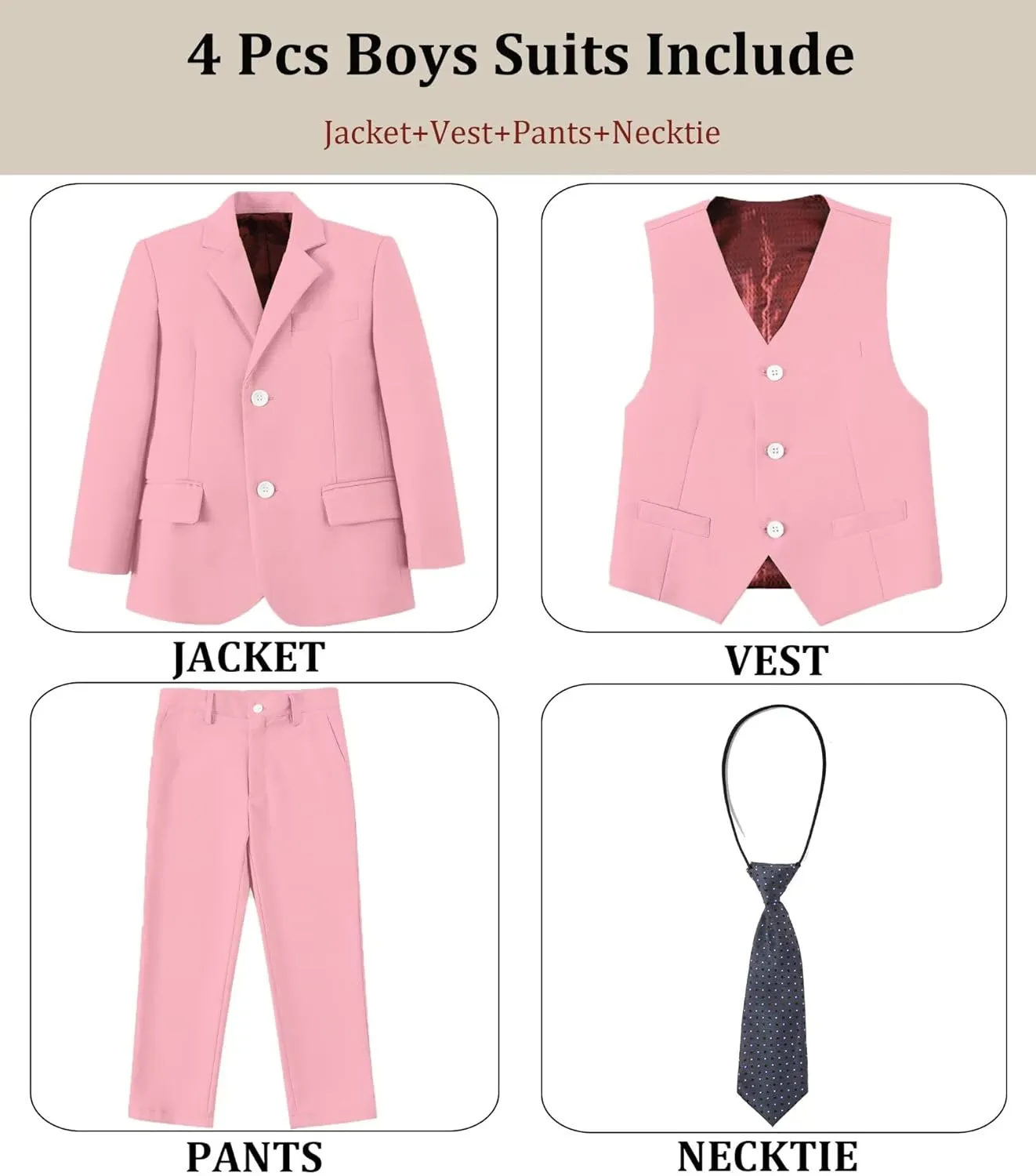 Boys' Suit Kids Formal Tuxedo Suits for Boys Wedding Outfits Dress Vest Pants Suspenders Set Adjustable Waist