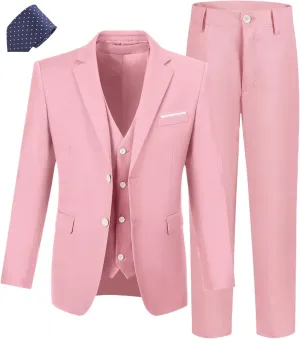 Boys' Suit Kids Formal Tuxedo Suits for Boys Wedding Outfits Dress Vest Pants Suspenders Set Adjustable Waist