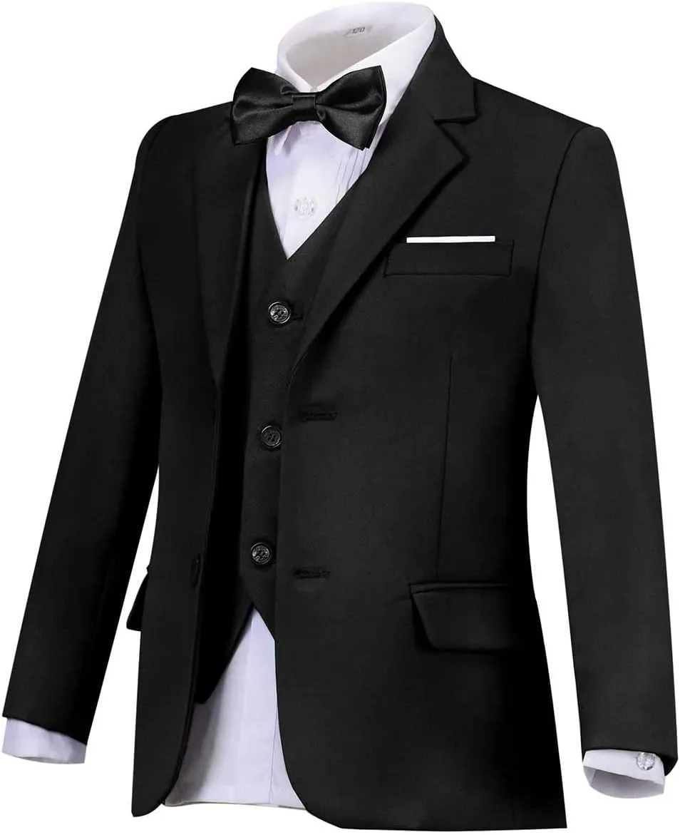 Boys Suit Set Formal Dress Shirt with Bowtie Vest Pants Toddler Boy Tuxedo Suits