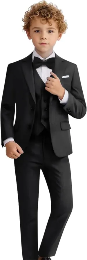 Boys Suit Set Formal Dress Shirt with Bowtie Vest Pants Toddler Boy Tuxedo Suits