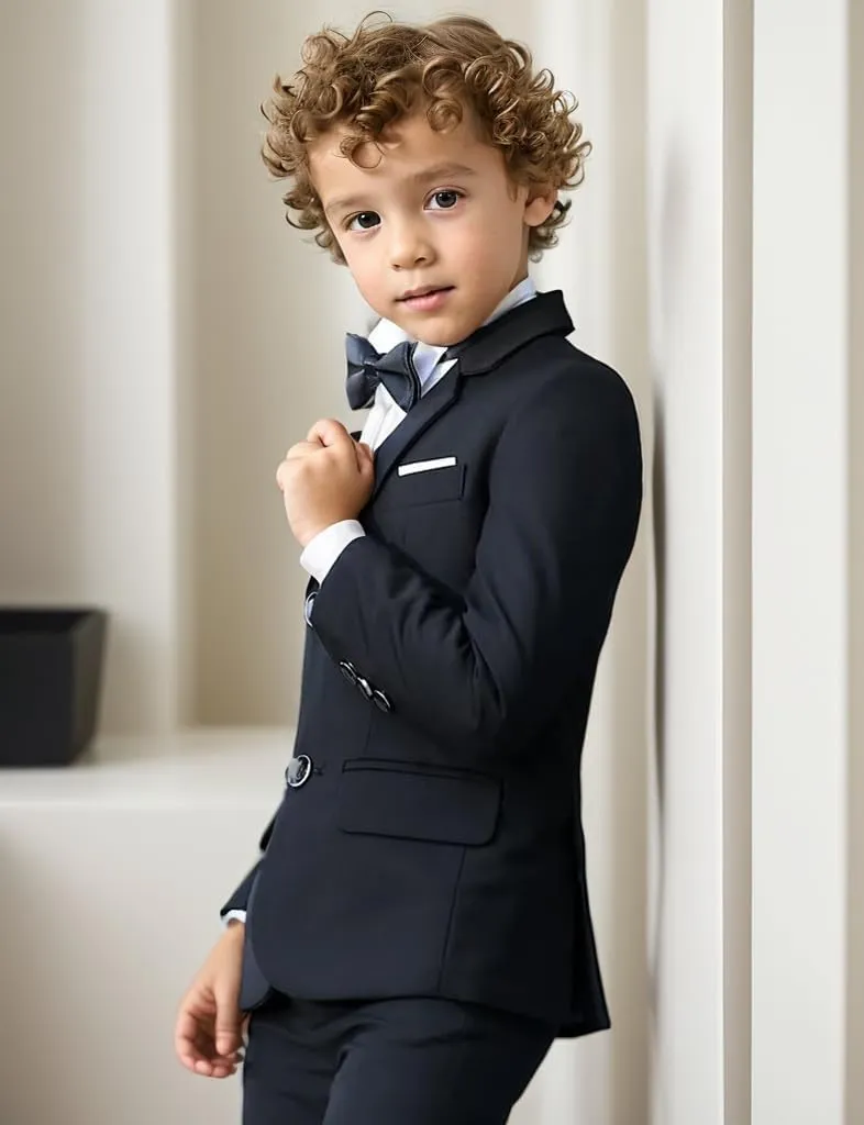 Boys Suit Set Formal Dress Shirt with Bowtie Vest Pants Toddler Boy Tuxedo Suits