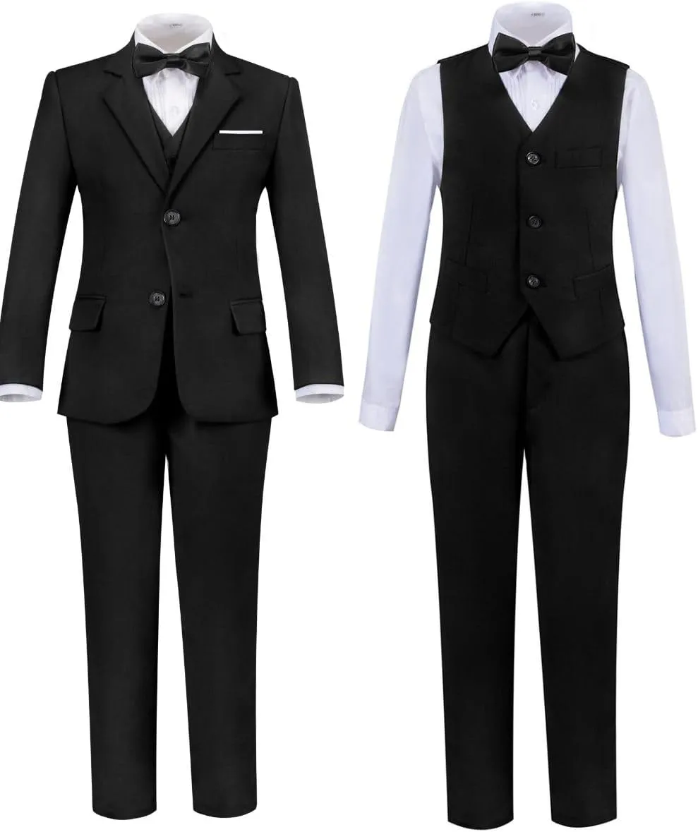 Boys Suit Set Formal Dress Shirt with Bowtie Vest Pants Toddler Boy Tuxedo Suits