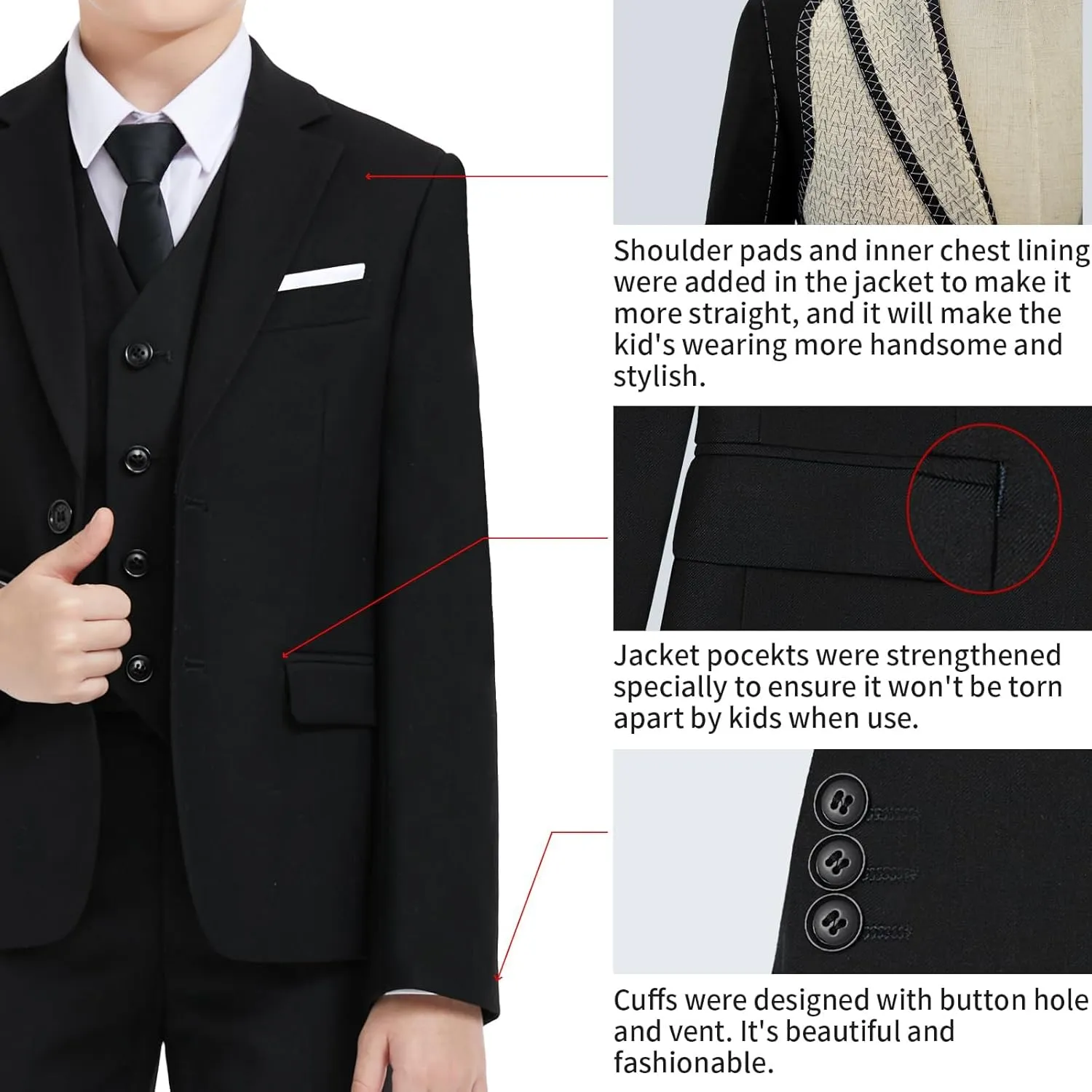 Boys Suit Teenager Suits Set for Boys, Kids Slim Fit Formal Wear Tuxedo, Ring Bearer Outfit for Wedding