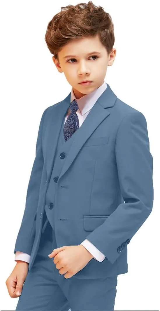 Boys Suits 5 Piece Slim Fit Suit for Kids Formal Ring Bearer Suits