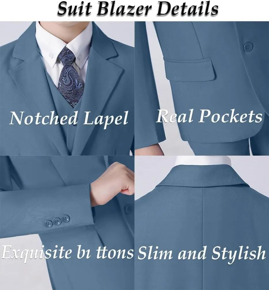 Boys Suits 5 Piece Slim Fit Suit for Kids Formal Ring Bearer Suits