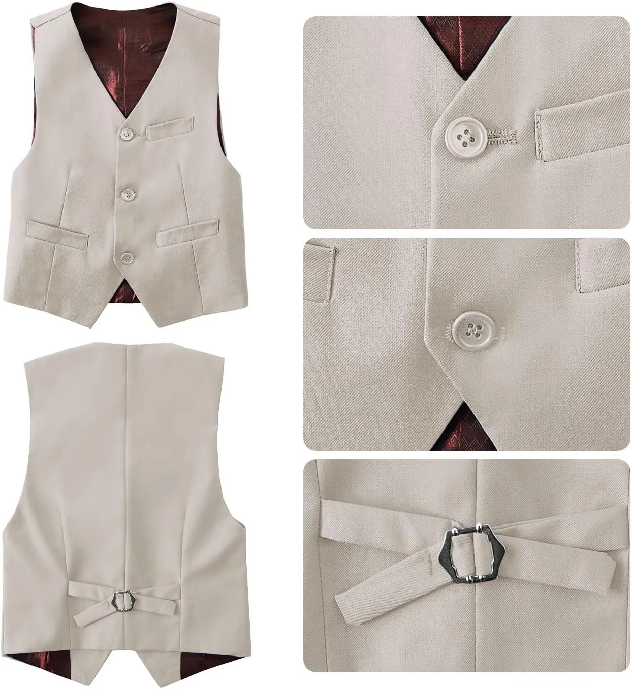 Boys Suits Slim Fit 4 Piece Formal Dresswear Suit for Kids Tuxedo Wedding Set Toddler Boy Dress with Vest Shirt Pants and Tie