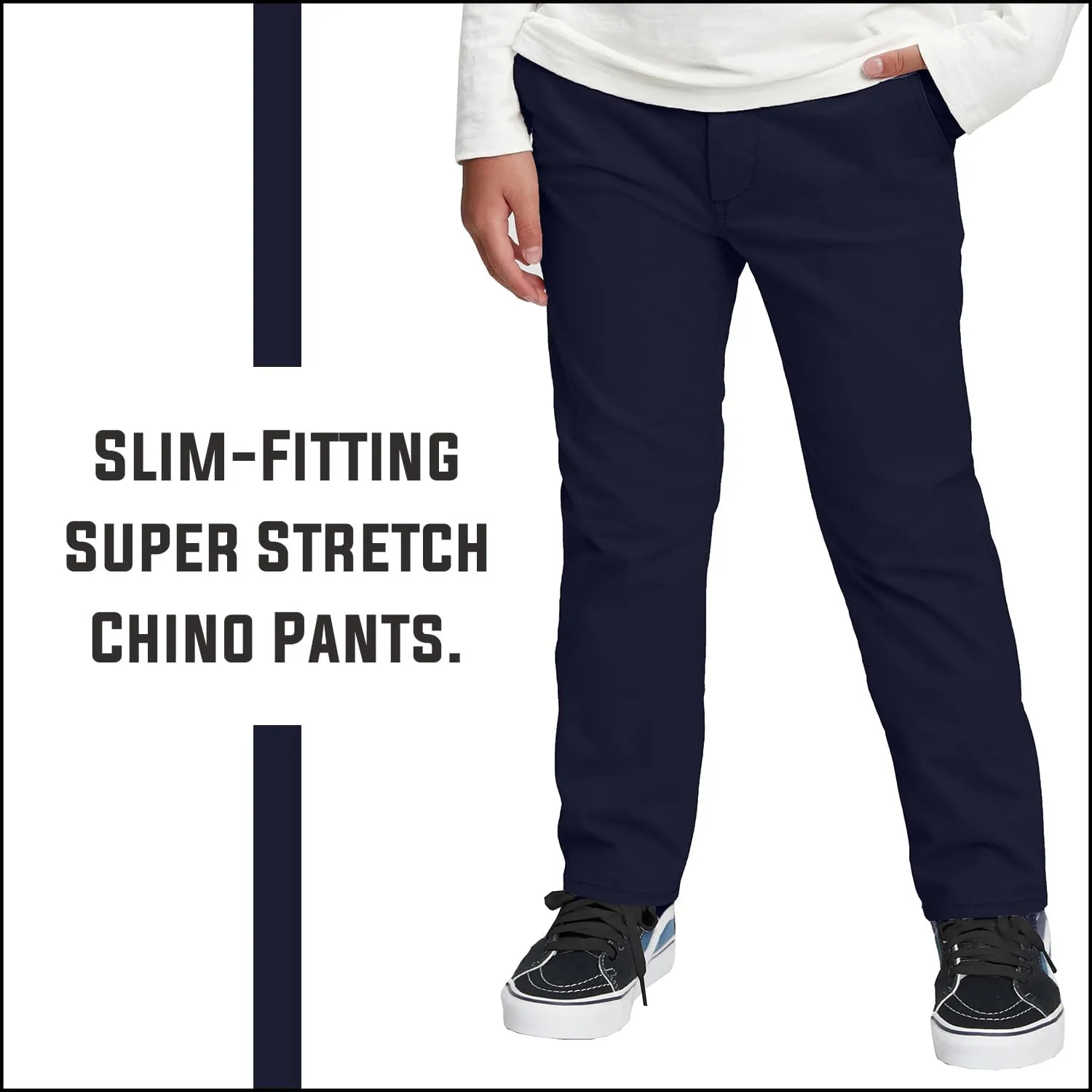 Boy's Super Stretch Slim Fit School Uniform Chino Pants