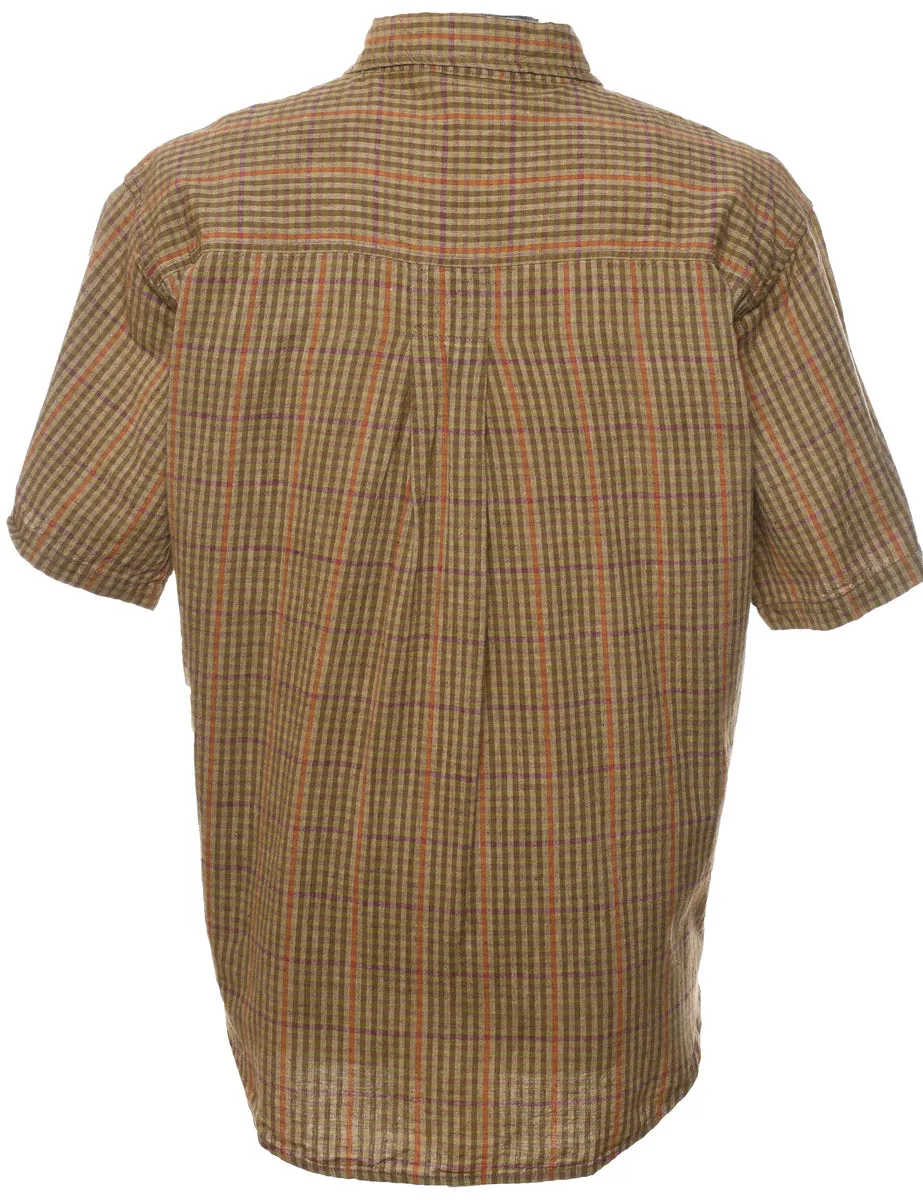 Brown Checked Shirt - L