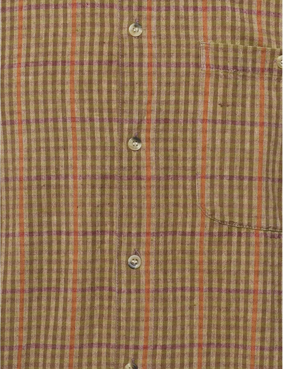 Brown Checked Shirt - L