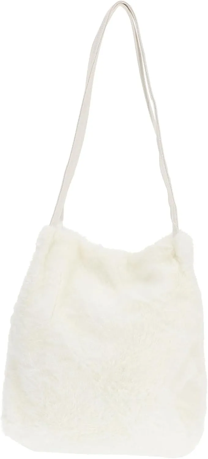 Bucket Bag Plush Shoulder Bag for Women Fashion Fluffy Tote for Daily Use