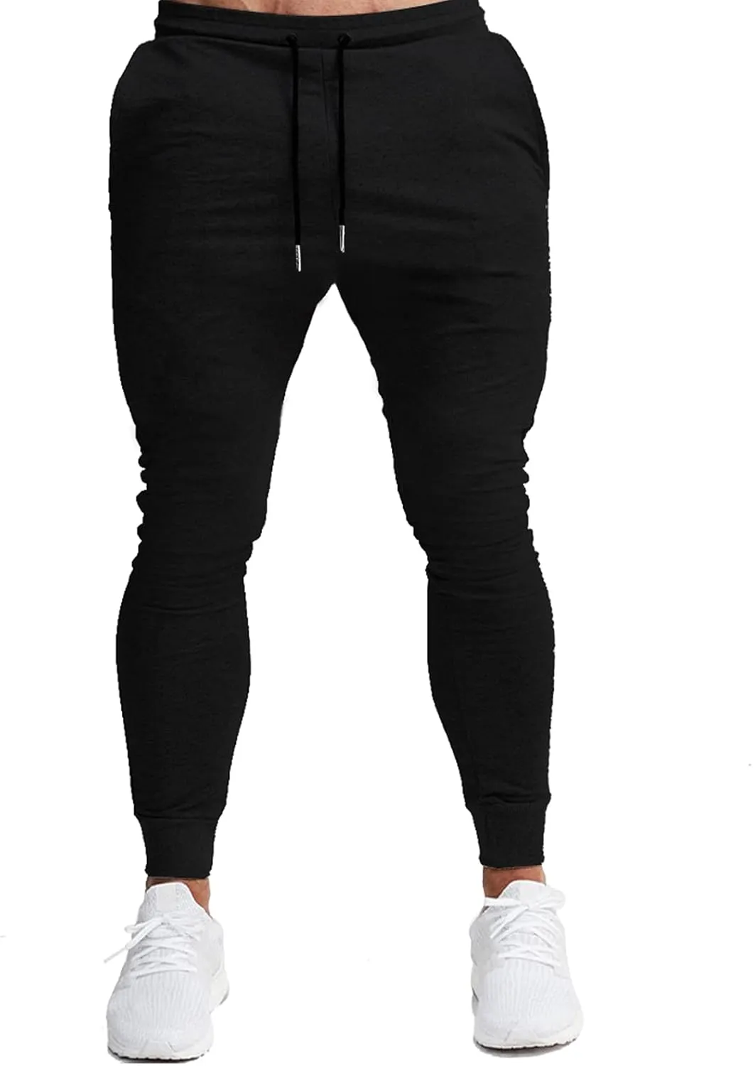 BUXKR Men's Slim Joggers Workout Pants for Gym Running and Bodybuilding Athletic Bottom Sweatpants with Deep Pockets