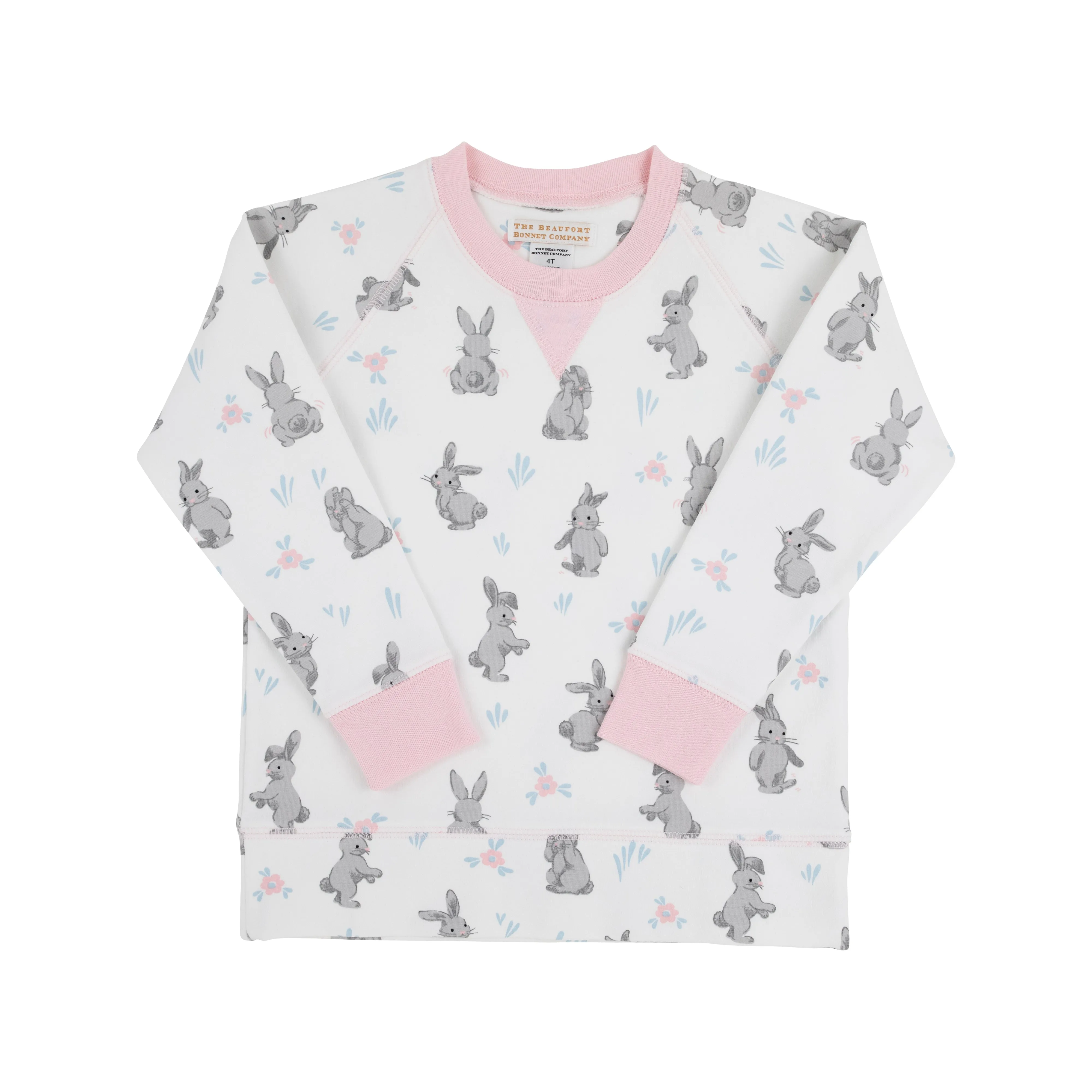 Cassidy Comfy Crewneck - Broad St. Bunnies (Pink) with Palm Beach Pink