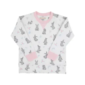 Cassidy Comfy Crewneck - Broad St. Bunnies (Pink) with Palm Beach Pink