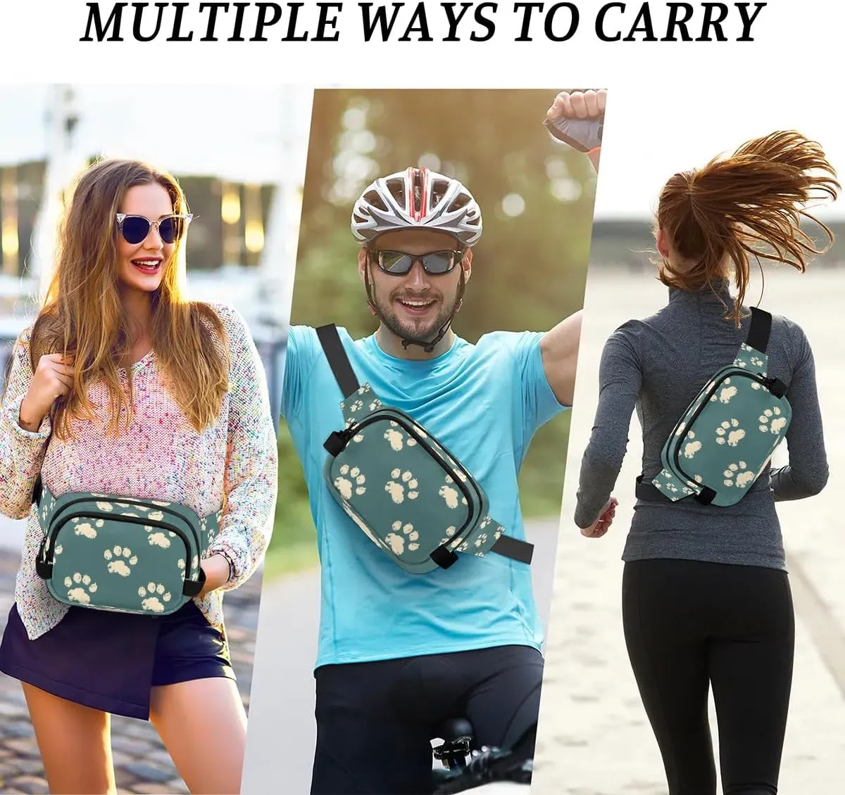 Cat Paw Prints Crossbody Bags for Women Trendy Waterproof Fanny Pack with Adjustable Strap Fanny Pack for Travel Shopping Running and Daily Use