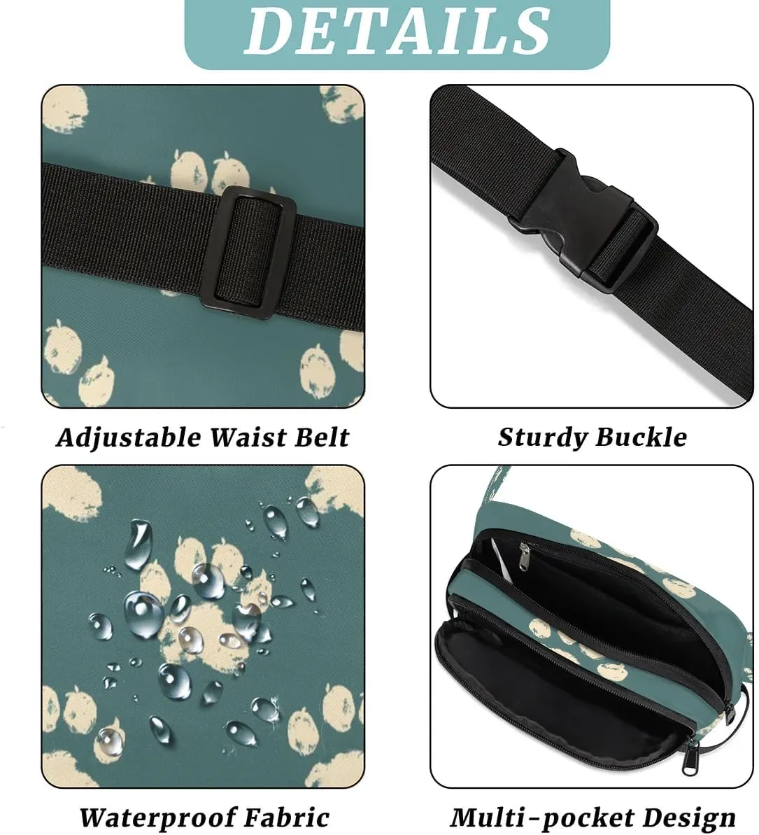 Cat Paw Prints Crossbody Bags for Women Trendy Waterproof Fanny Pack with Adjustable Strap Fanny Pack for Travel Shopping Running and Daily Use