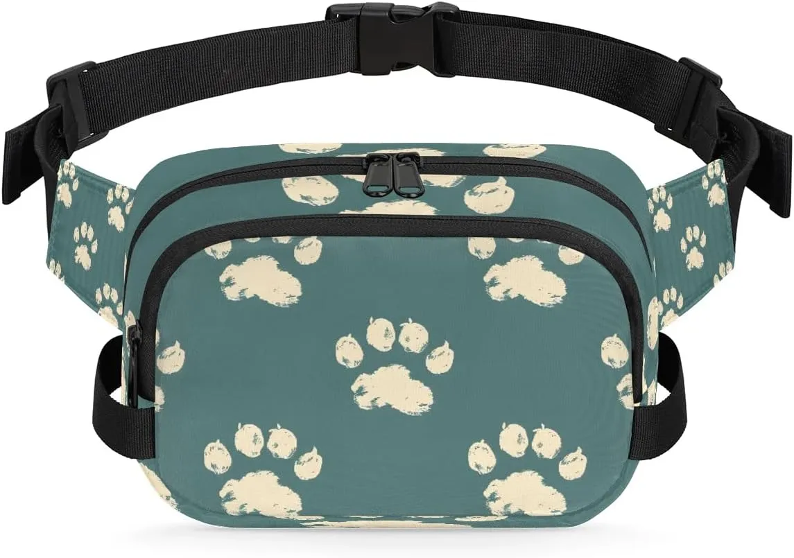 Cat Paw Prints Crossbody Bags for Women Trendy Waterproof Fanny Pack with Adjustable Strap Fanny Pack for Travel Shopping Running and Daily Use