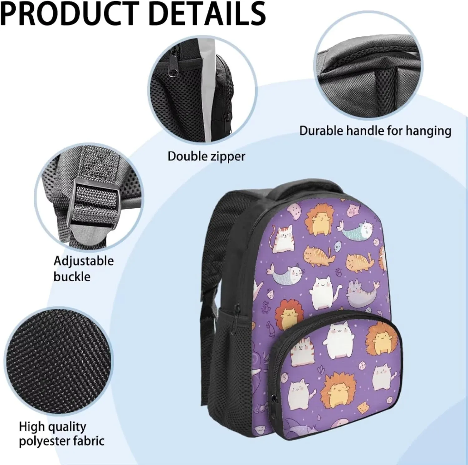Catoon Animal Backpack for School Girls Lightweight Kids Backpacks for Girls Kindergarten Small Diaper Bag for Daily Use 12 Inch Toddler Bookbag Ages 4-6 Preschool
