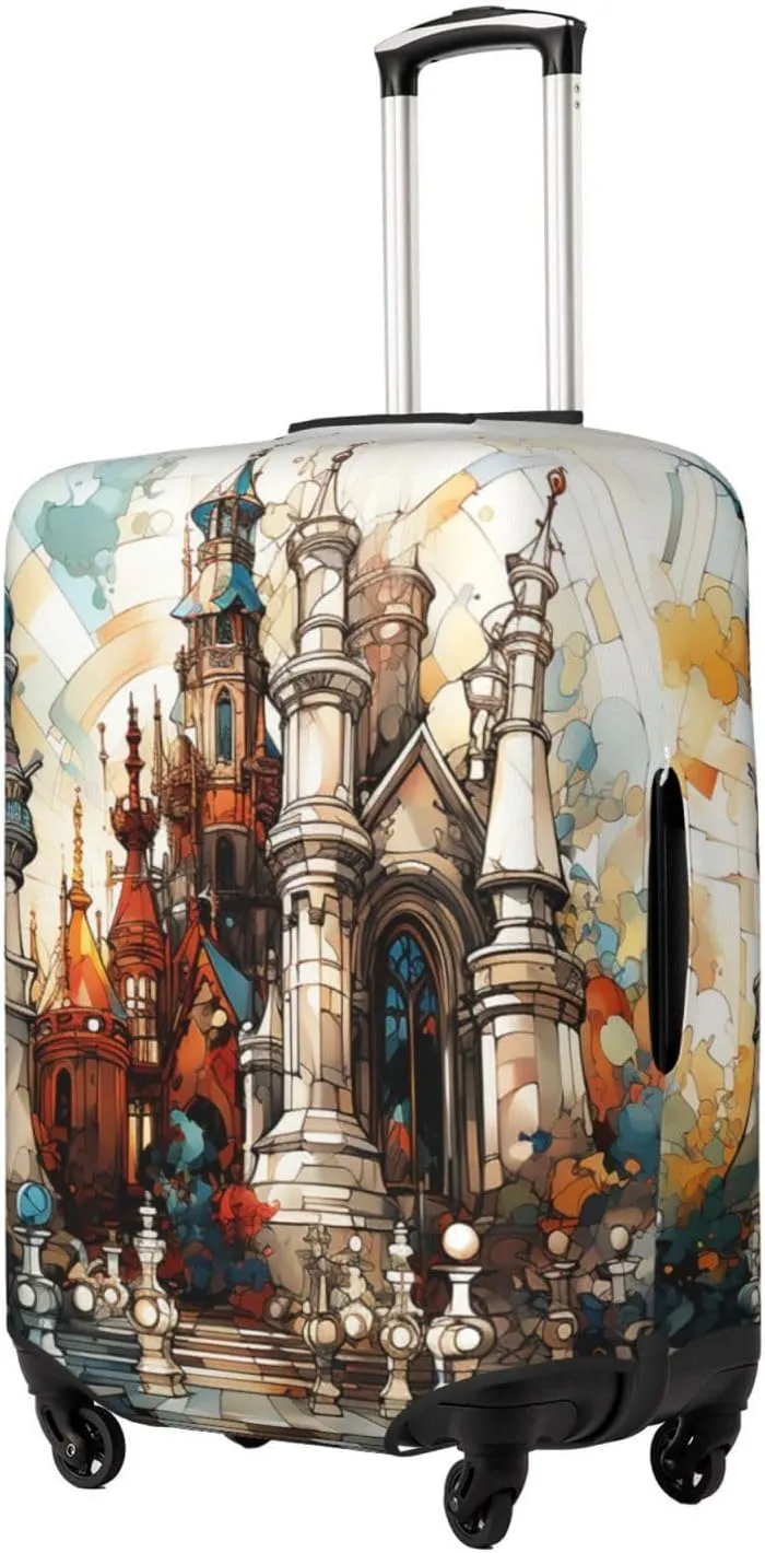 Chess Abstract castle geometric Art Colorful Elastic Travel Luggage Cover Travel Suitcase Cover for Trunk Case 19''-32'' Luggage Protective Cover