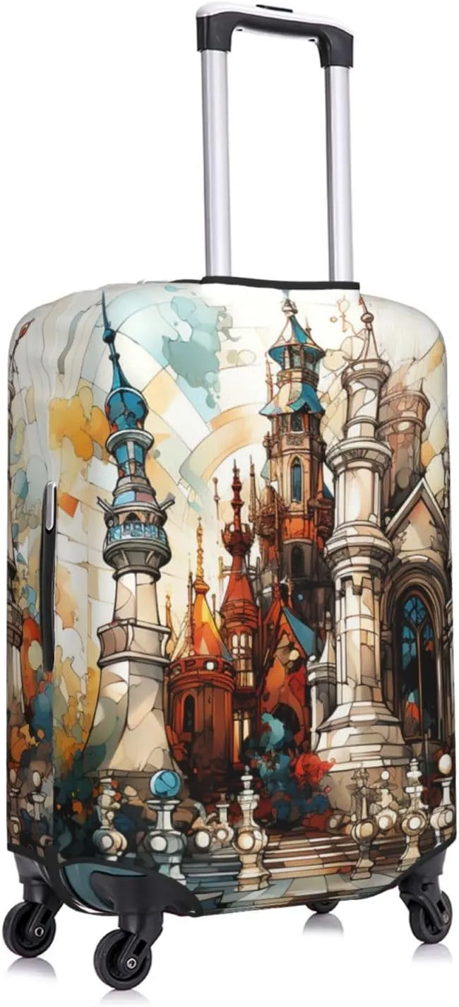 Chess Abstract castle geometric Art Colorful Elastic Travel Luggage Cover Travel Suitcase Cover for Trunk Case 19''-32'' Luggage Protective Cover
