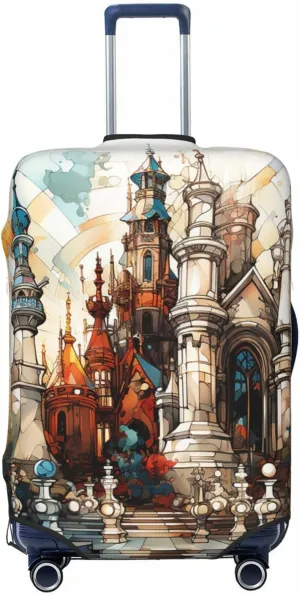 Chess Abstract castle geometric Art Colorful Elastic Travel Luggage Cover Travel Suitcase Cover for Trunk Case 19''-32'' Luggage Protective Cover