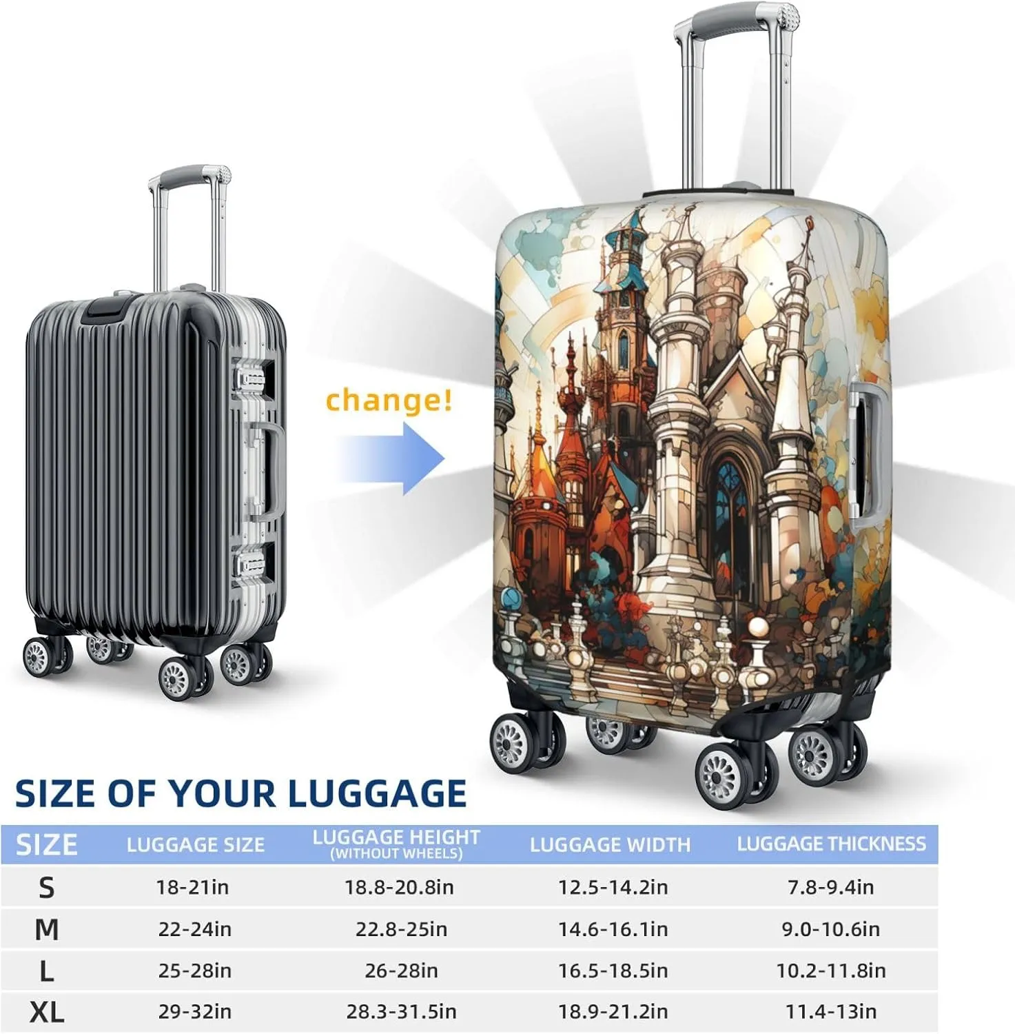 Chess Abstract castle geometric Art Colorful Elastic Travel Luggage Cover Travel Suitcase Cover for Trunk Case 19''-32'' Luggage Protective Cover