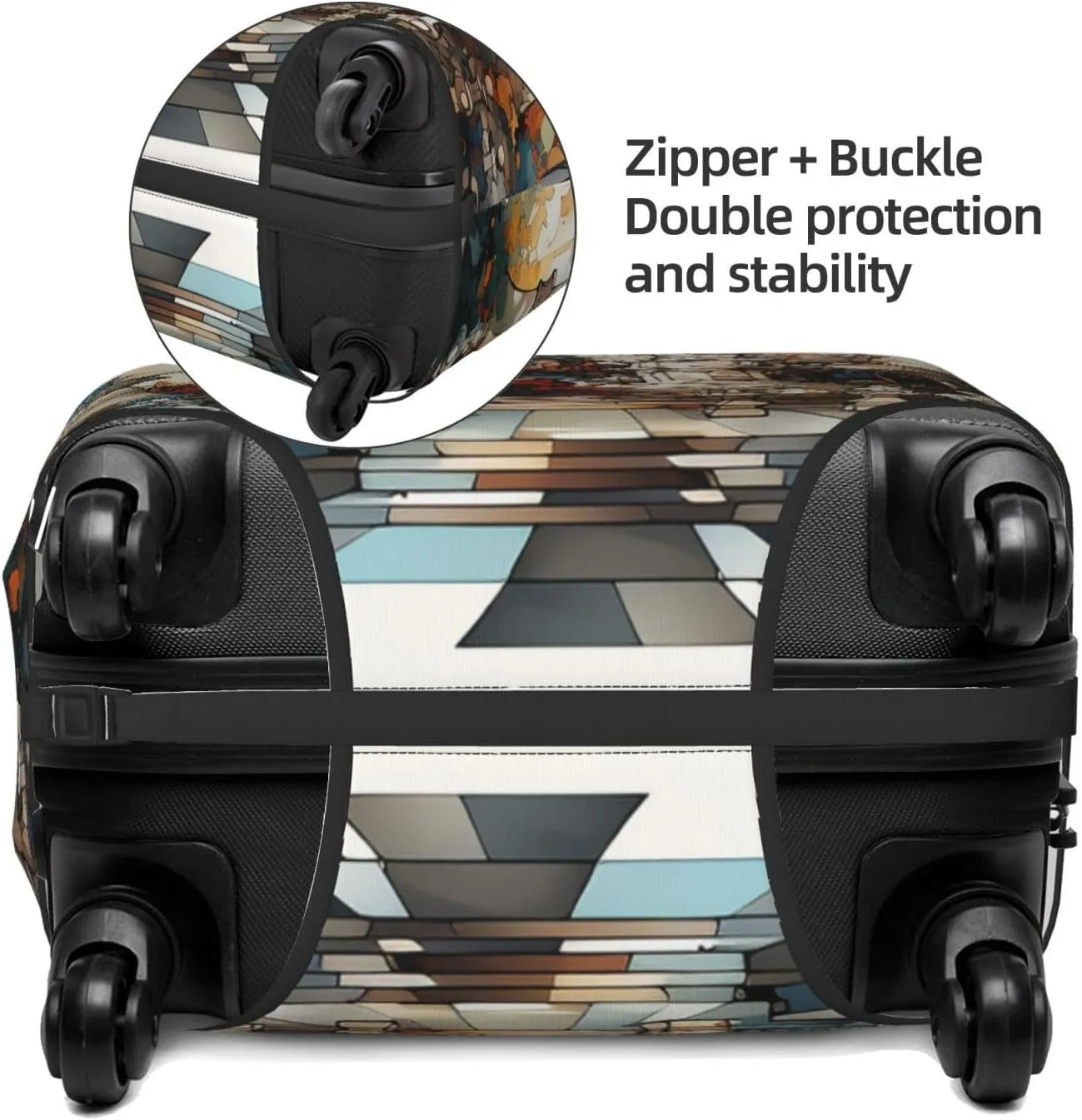 Chess Abstract castle geometric Art Colorful Elastic Travel Luggage Cover Travel Suitcase Cover for Trunk Case 19''-32'' Luggage Protective Cover