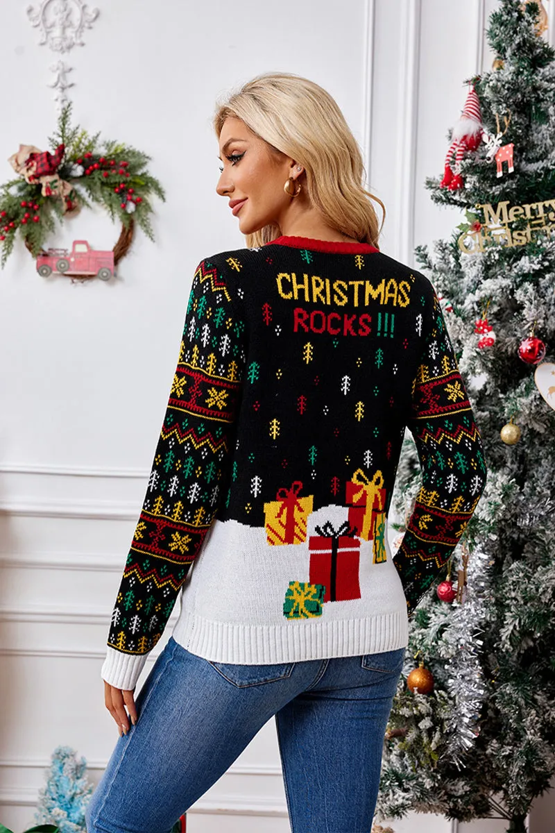 Christmas Elk Jacquard Knit Sweater