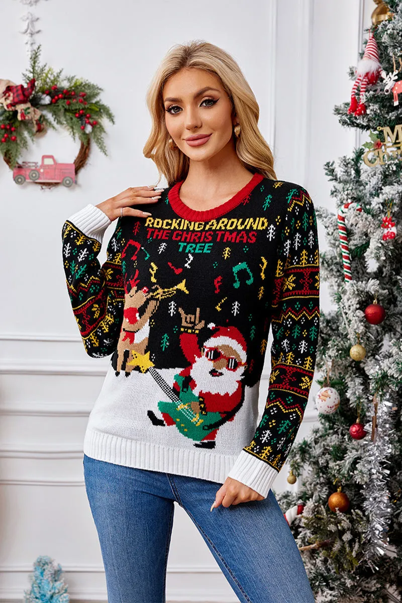 Christmas Elk Jacquard Knit Sweater