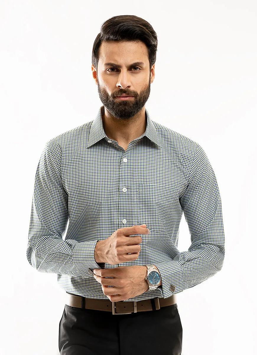 Classic Mini Checks-Multi Green, Supernova Gold, Formal Shirt