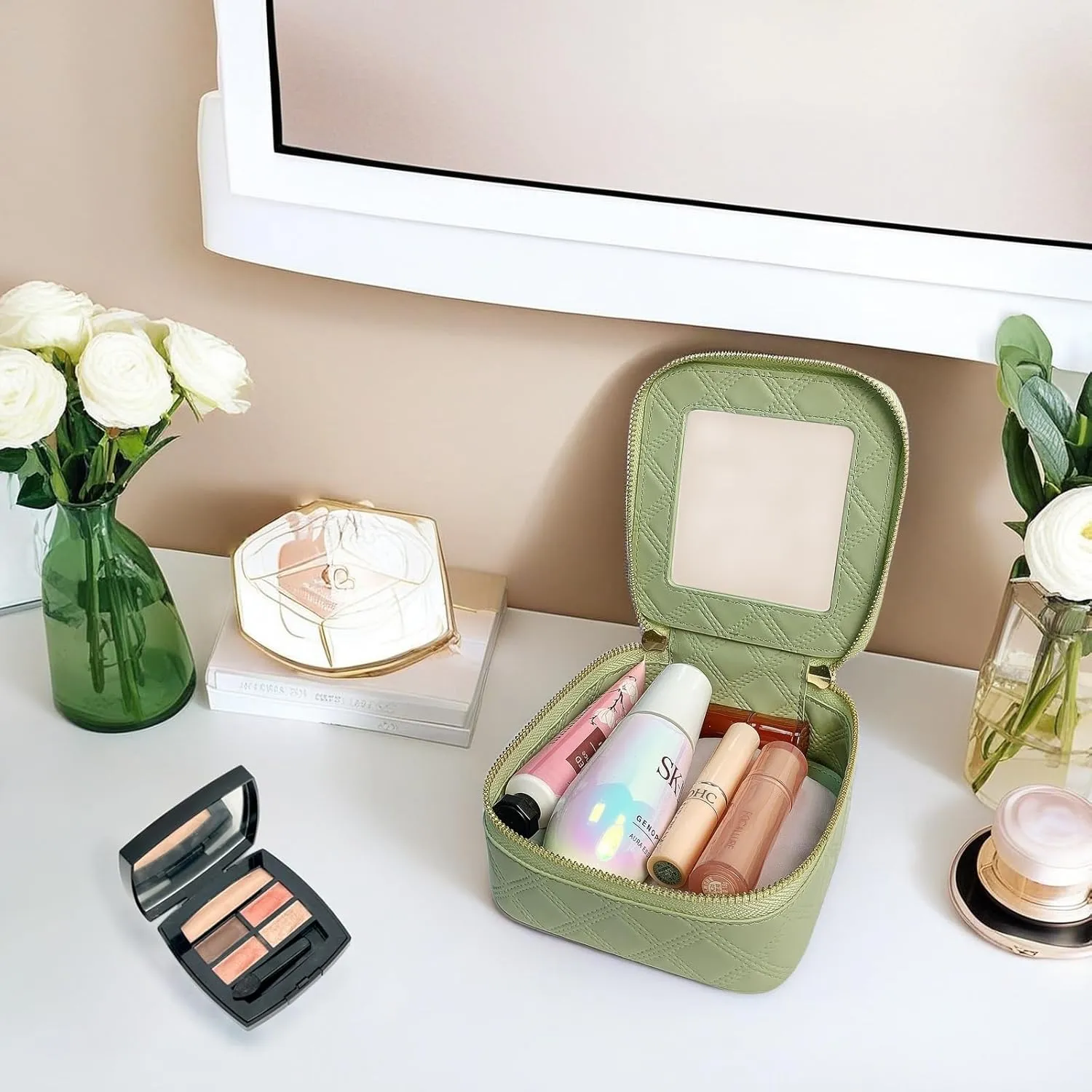 Clear Cosmetic Bag Travel Toiletry Bag Organizer for Women, Waterproof Small Makeup Bag, Skincare Makeup Case Pouch with Zippers for Daily Use