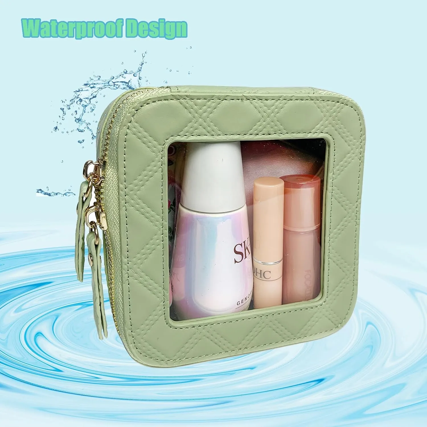 Clear Cosmetic Bag Travel Toiletry Bag Organizer for Women, Waterproof Small Makeup Bag, Skincare Makeup Case Pouch with Zippers for Daily Use