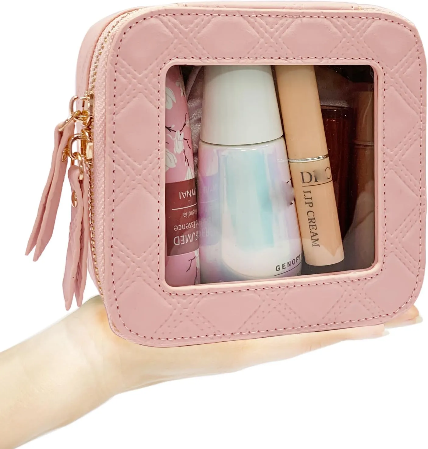 Clear Cosmetic Bag Travel Toiletry Bag Organizer for Women, Waterproof Small Makeup Bag, Skincare Makeup Case Pouch with Zippers for Daily Use