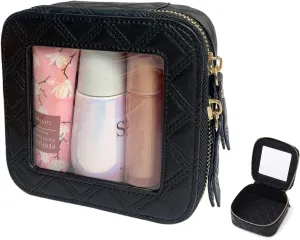 Clear Cosmetic Bag Travel Toiletry Bag Organizer for Women, Waterproof Small Makeup Bag, Skincare Makeup Case Pouch with Zippers for Daily Use