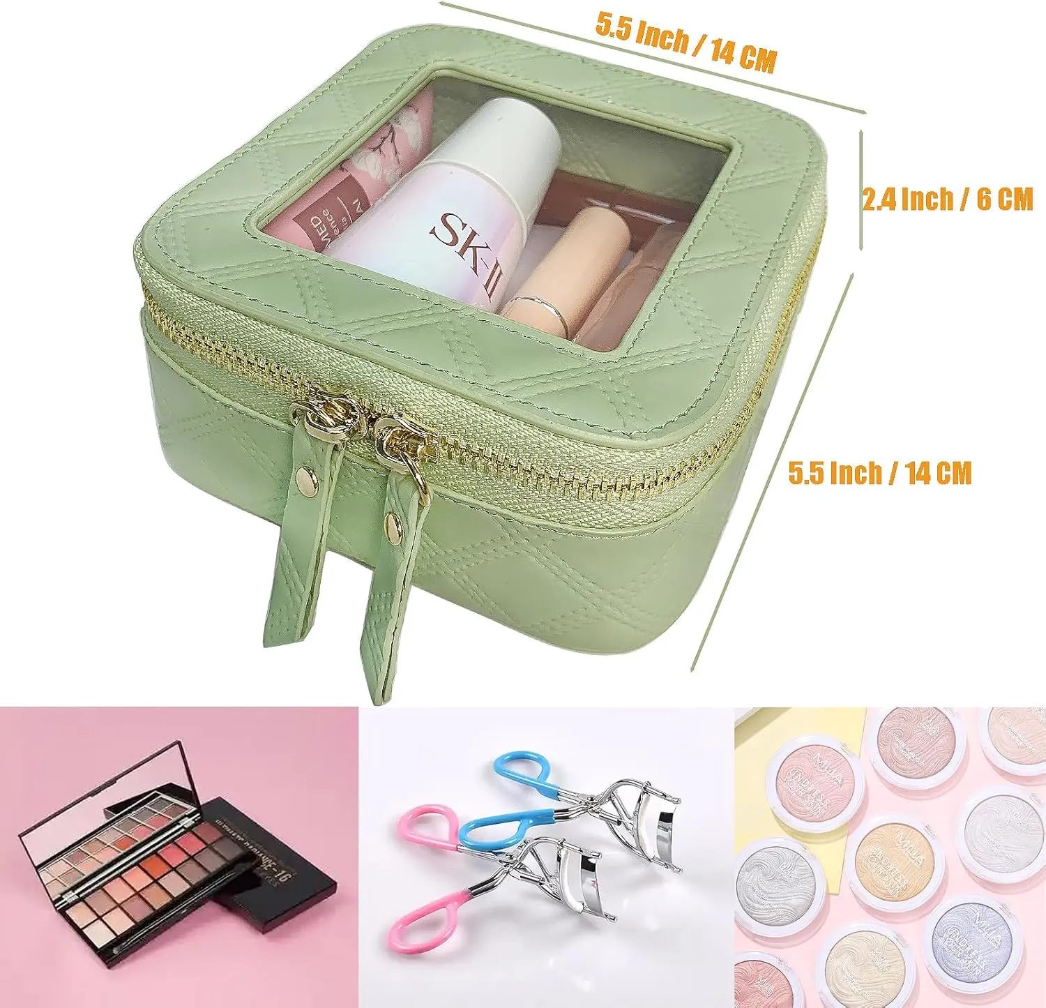 Clear Cosmetic Bag Travel Toiletry Bag Organizer for Women, Waterproof Small Makeup Bag, Skincare Makeup Case Pouch with Zippers for Daily Use