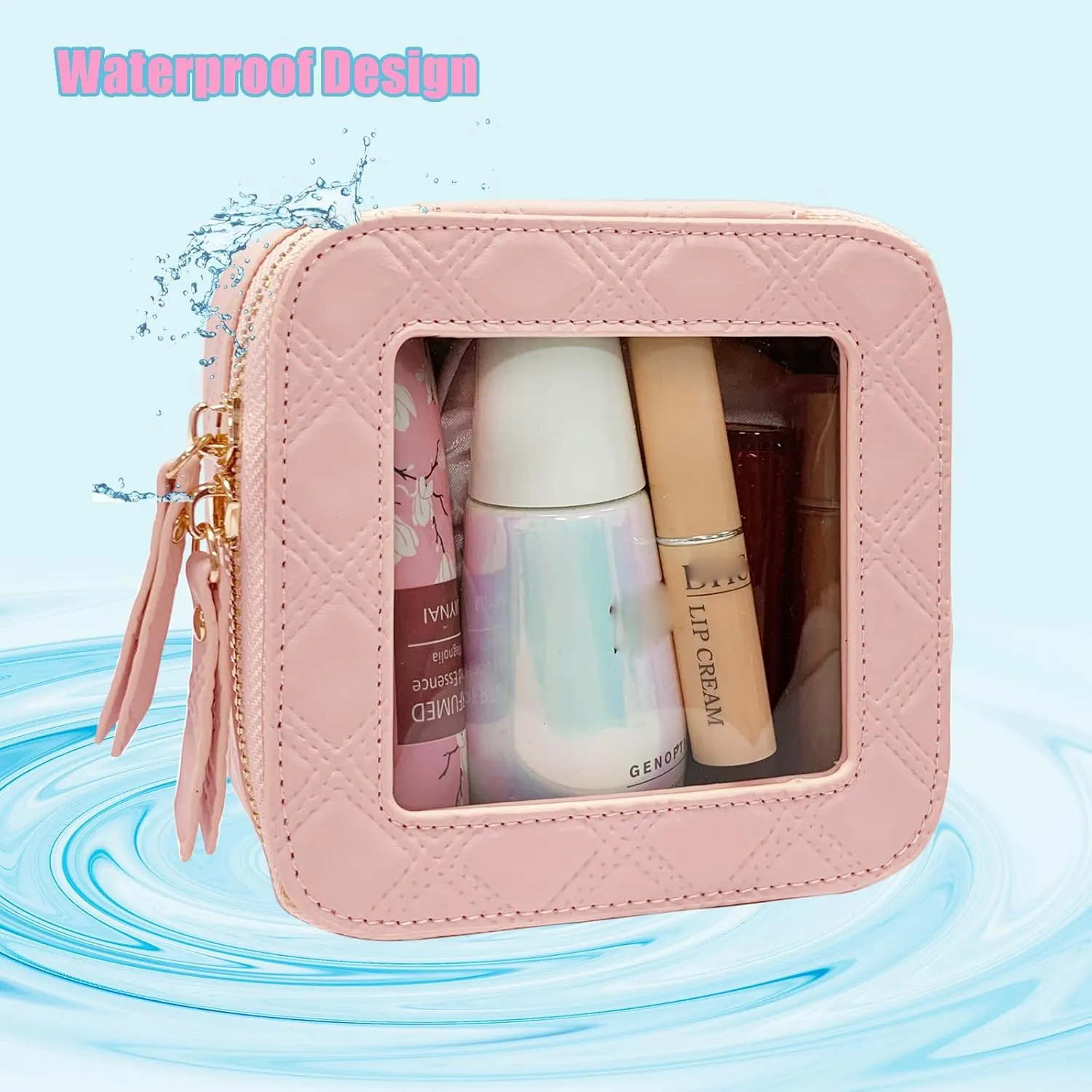 Clear Cosmetic Bag Travel Toiletry Bag Organizer for Women, Waterproof Small Makeup Bag, Skincare Makeup Case Pouch with Zippers for Daily Use